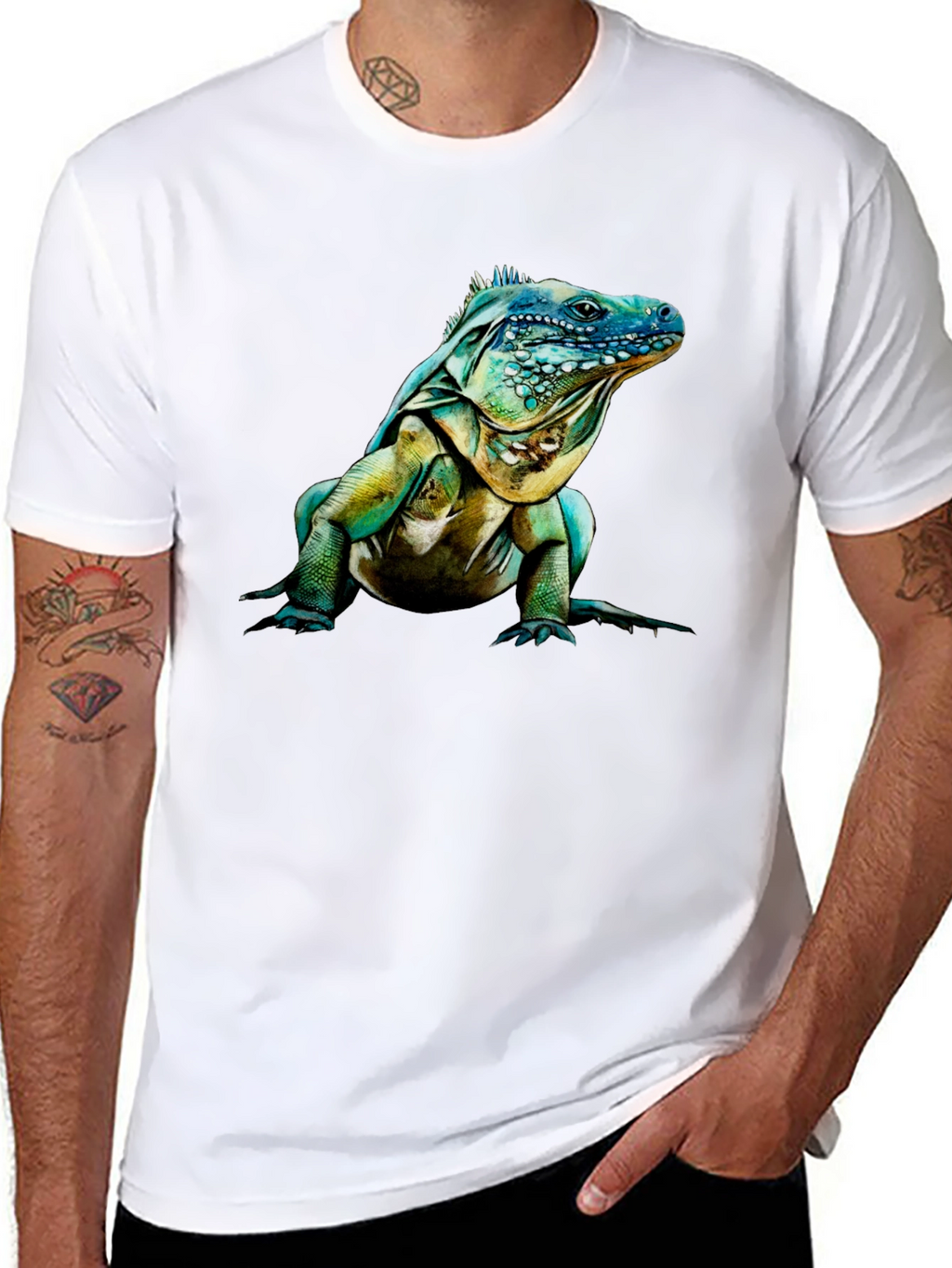 Iguana Graphic Print Crew Neck T-Shirt