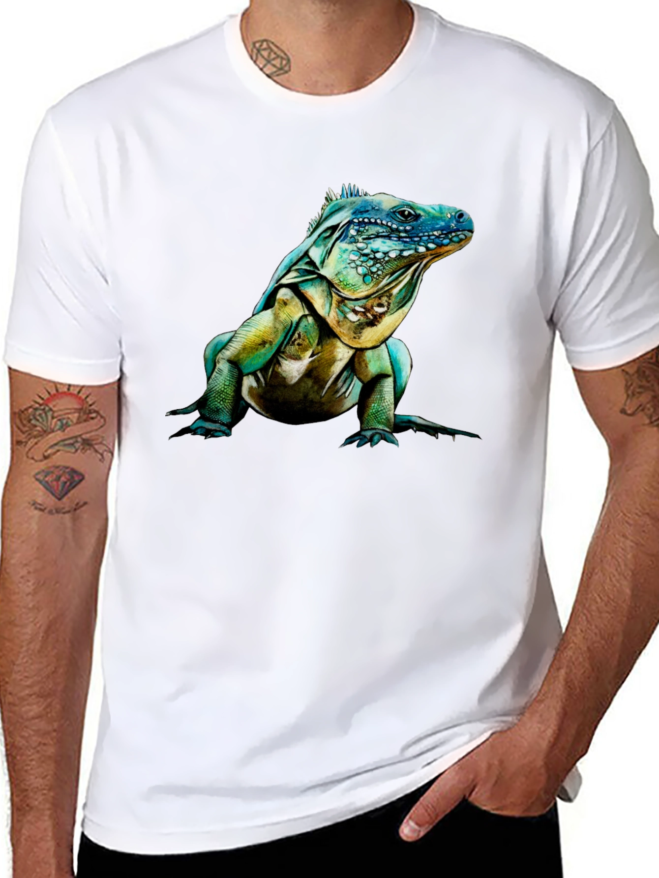 Iguana Graphic Print Crew Neck T-Shirt
