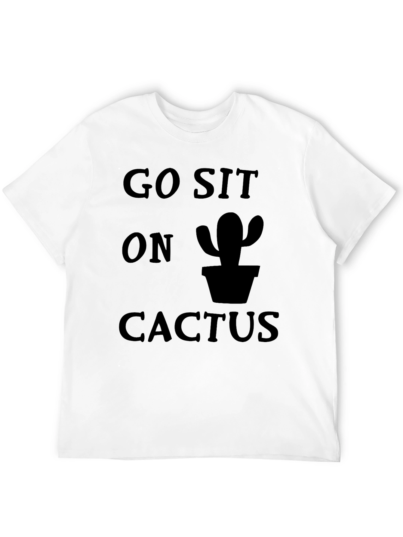 Go Sit On Cactus Graphic Tee - Funny Black T-Shirt