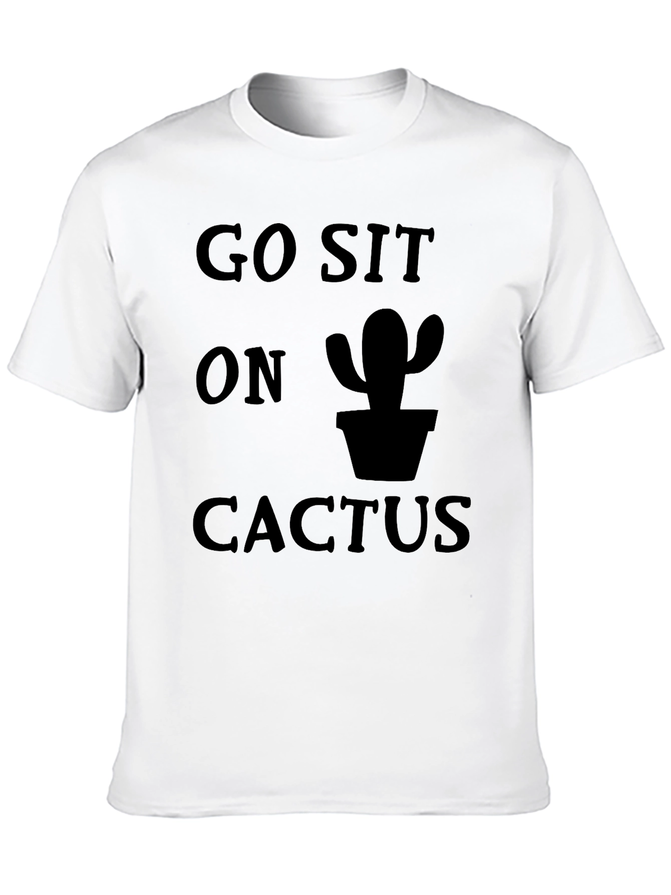 Go Sit On Cactus Graphic Tee - Funny Black T-Shirt