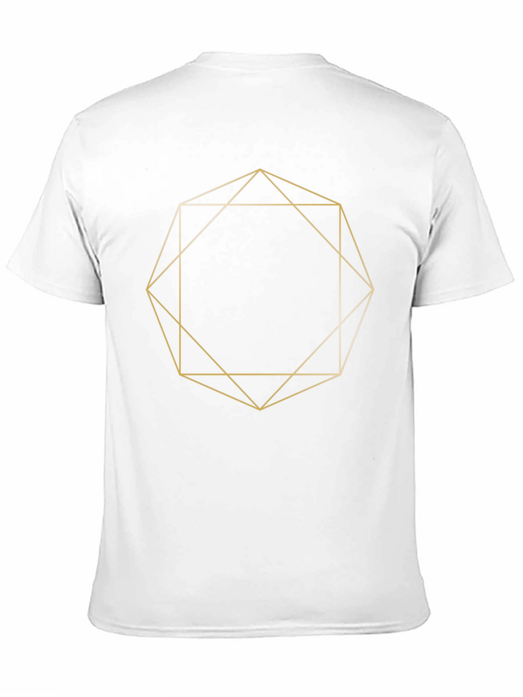 Geometric Gold Line Art Black T-Shirt