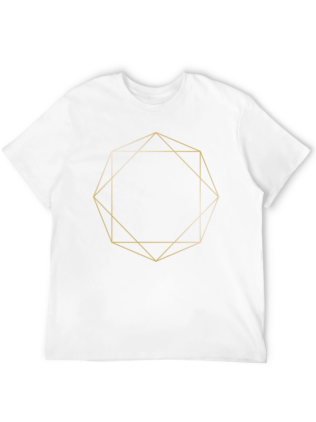 Geometric Gold Line Art Black T-Shirt