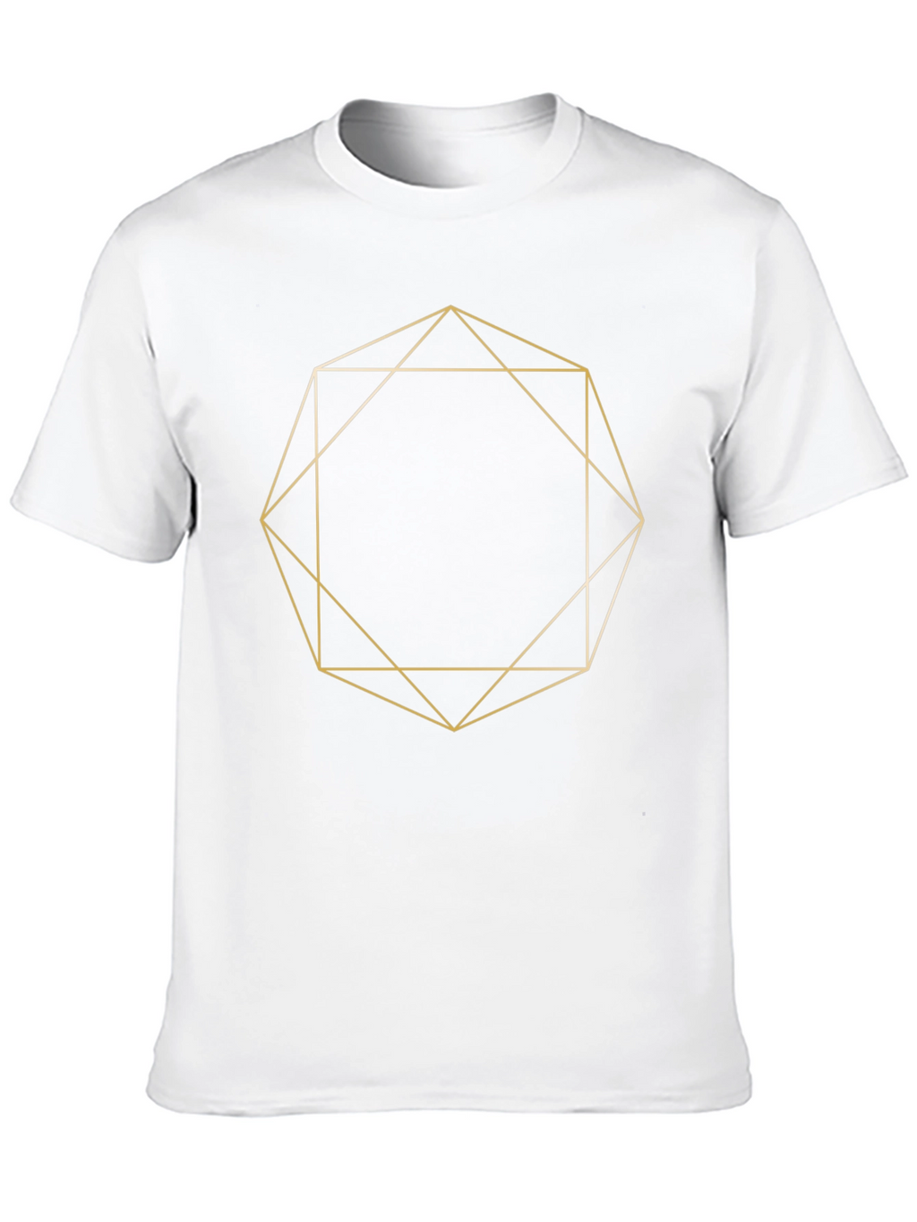 Geometric Gold Line Art Black T-Shirt