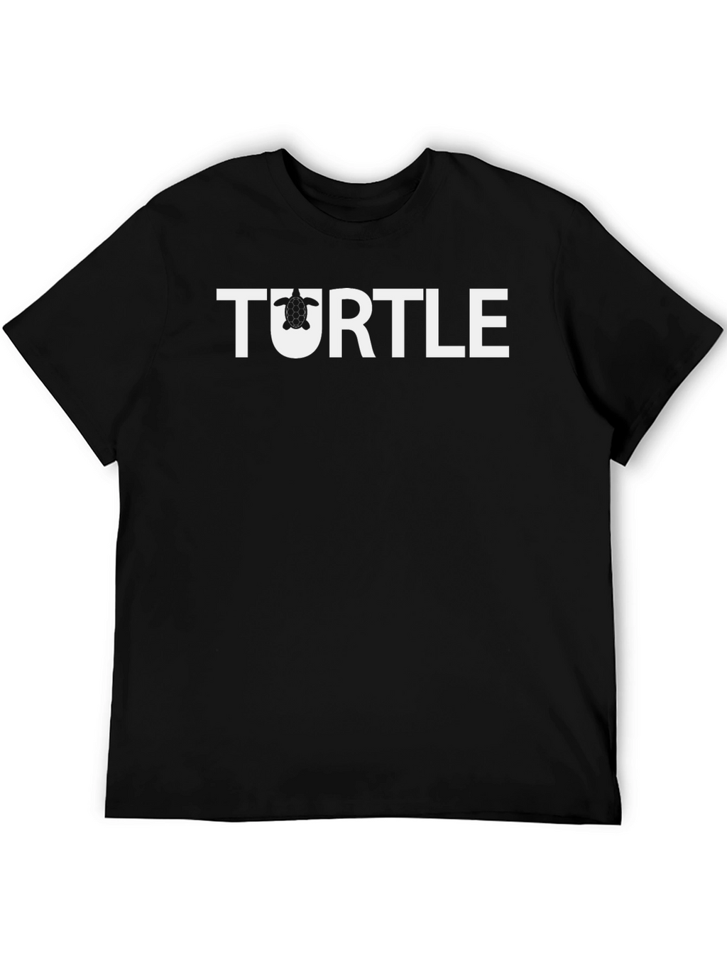 Turtle Graphic T-Shirt -  Black Crew Neck Casual