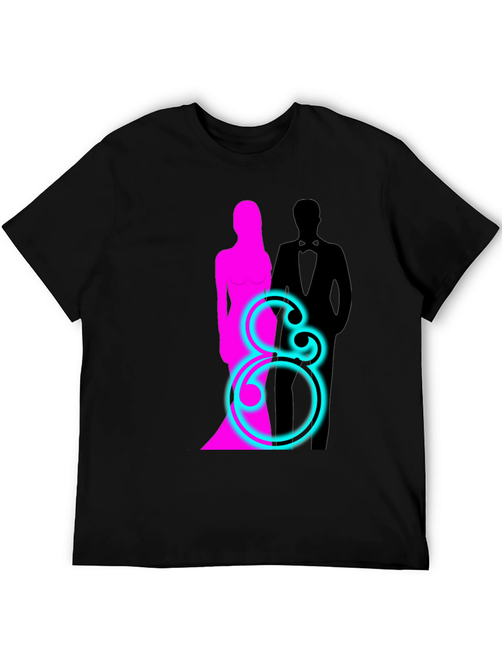 Couple Silhouette Graphic T-Shirt - Black