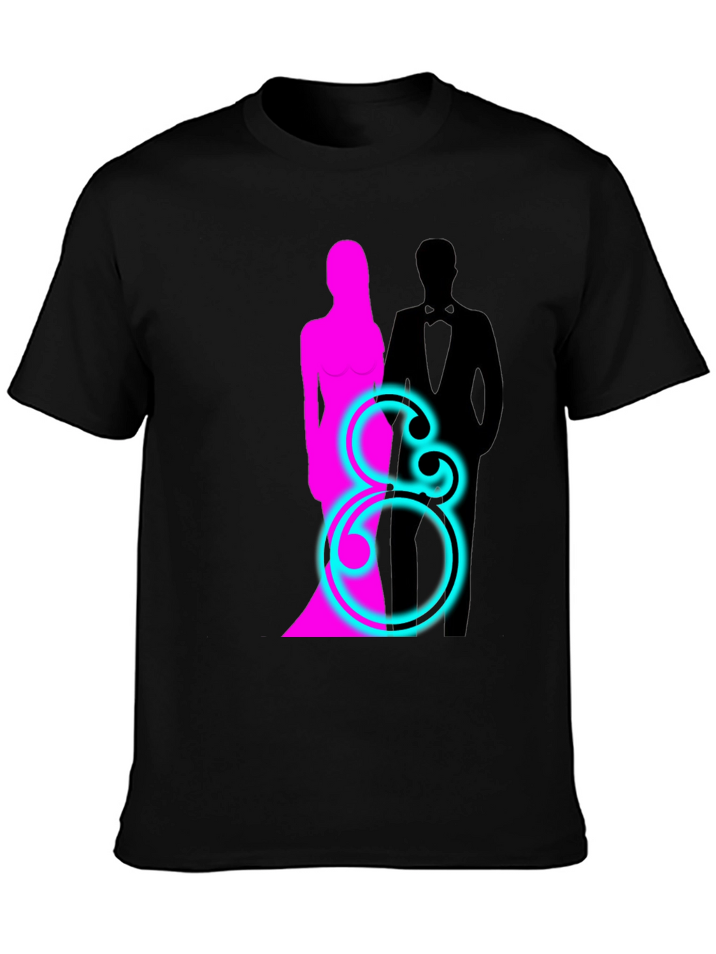 Couple Silhouette Graphic T-Shirt - Black
