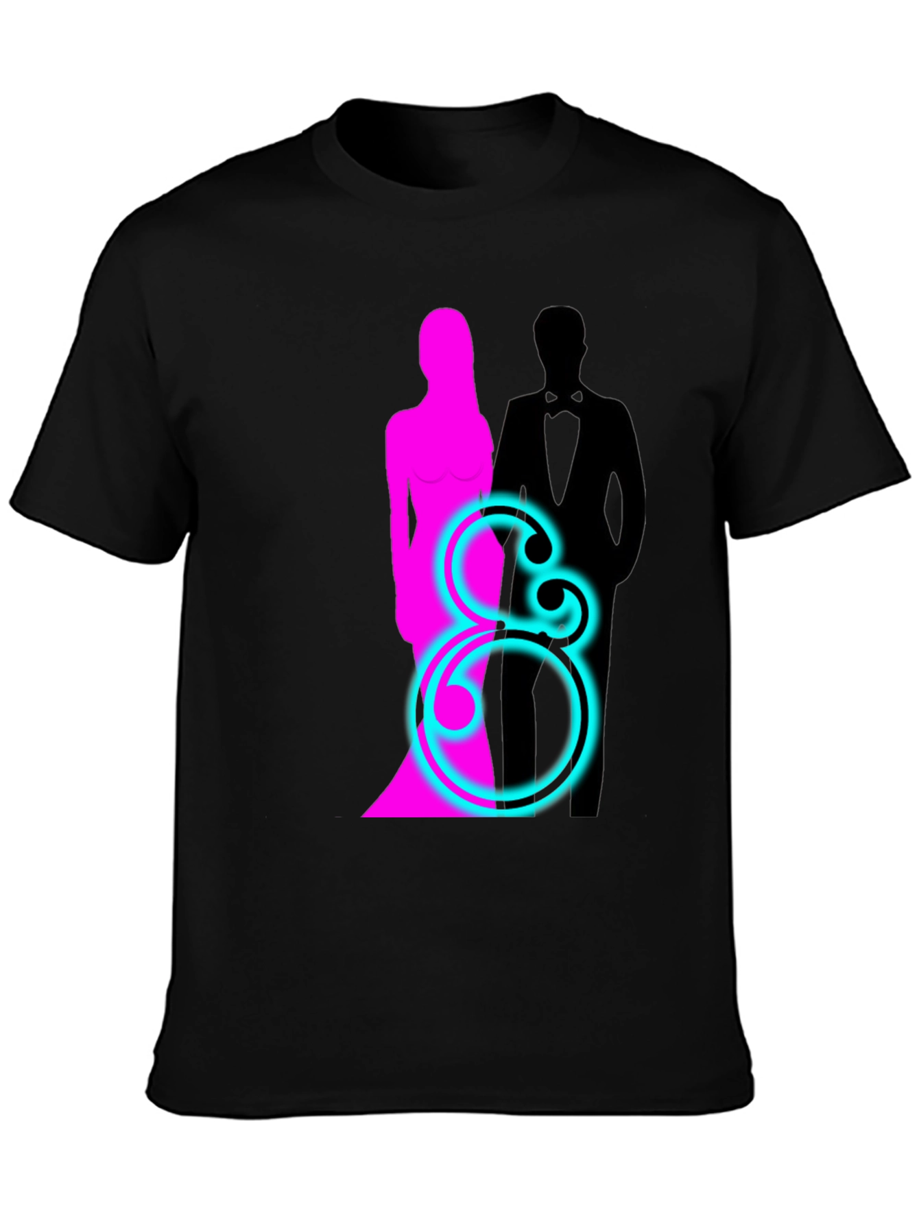 Couple Silhouette Graphic T-Shirt - Black