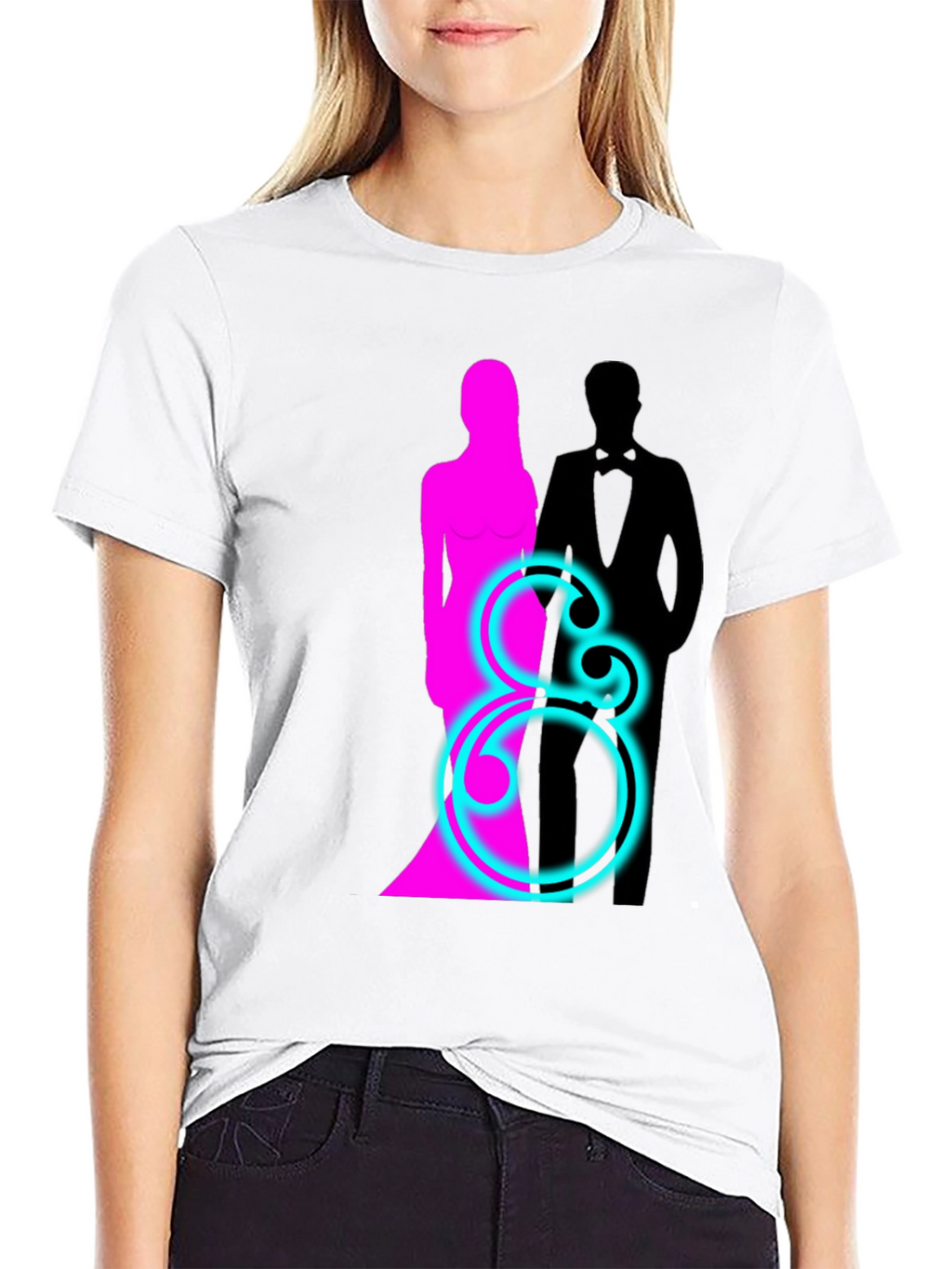 Couple Silhouette Graphic T-Shirt - Black