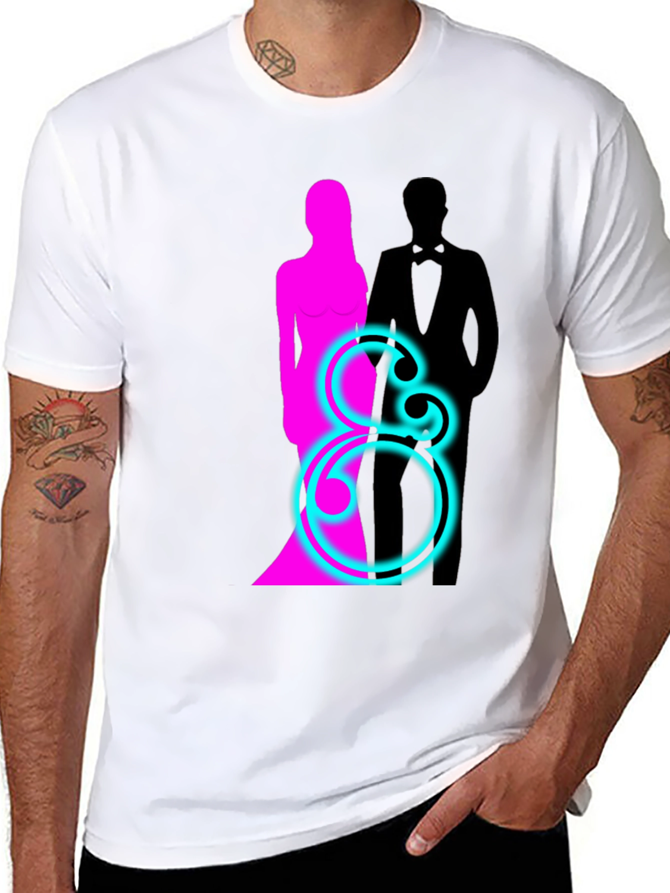 Couple Silhouette Graphic T-Shirt - Black