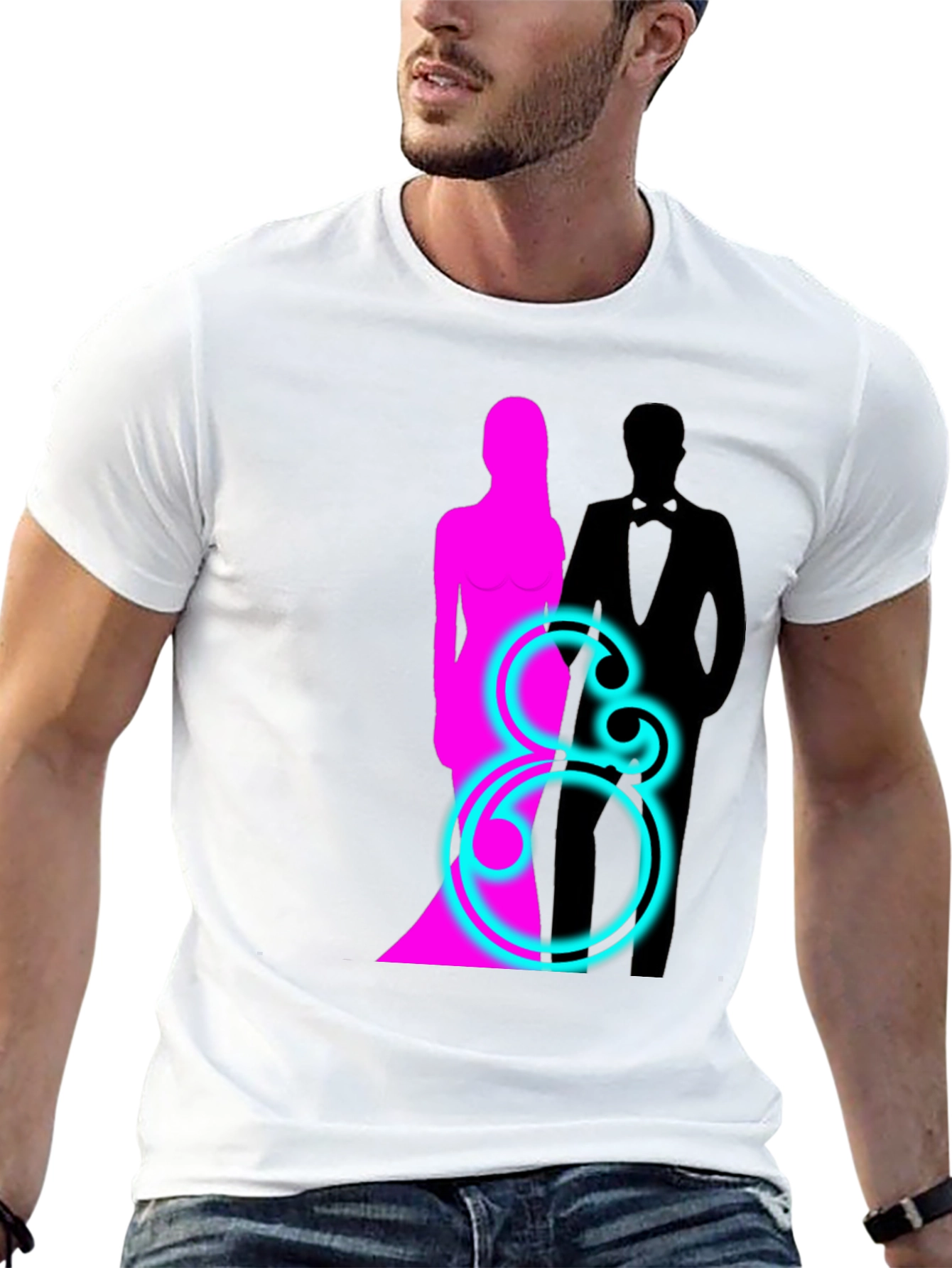 Couple Silhouette Graphic T-Shirt - Black