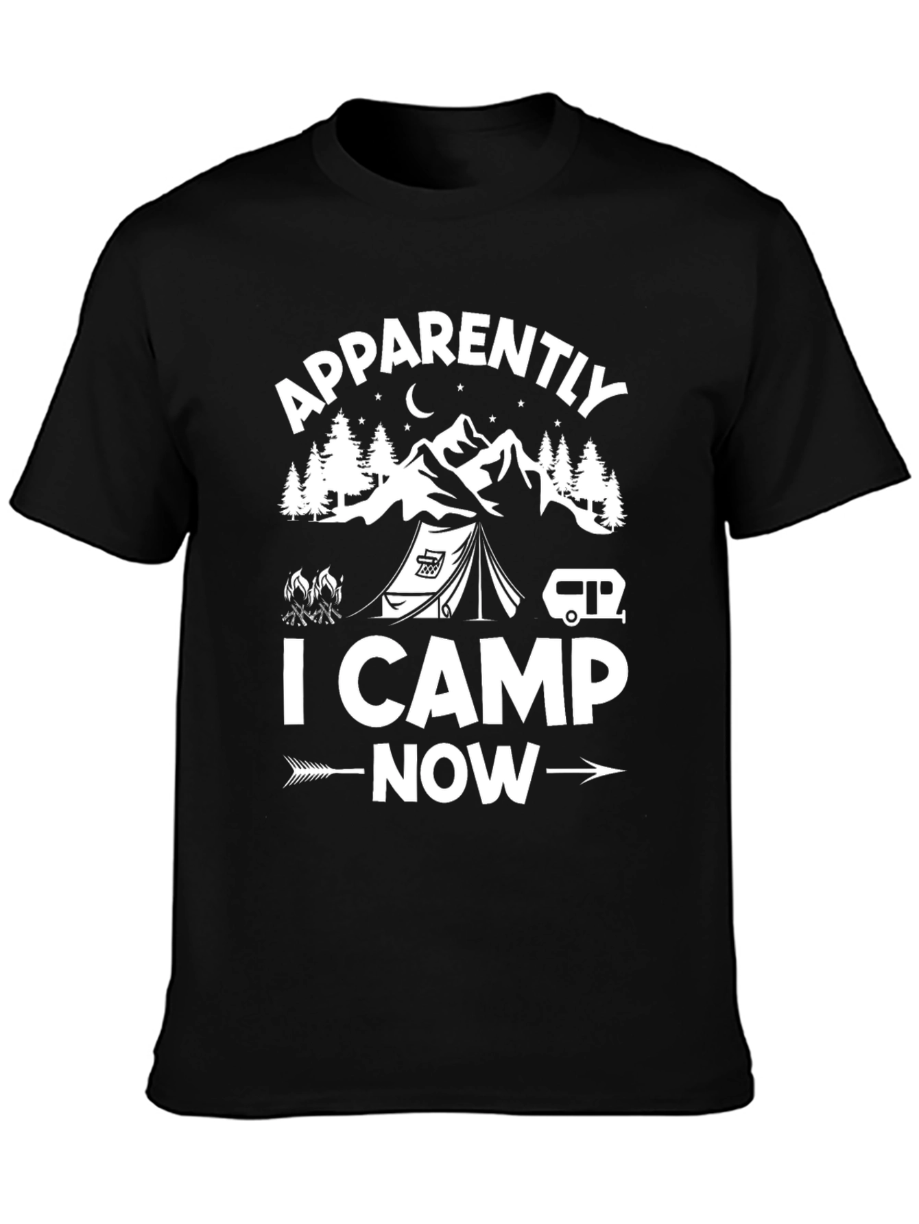 Apparently I Camp Now Black Graphic T-Shirt