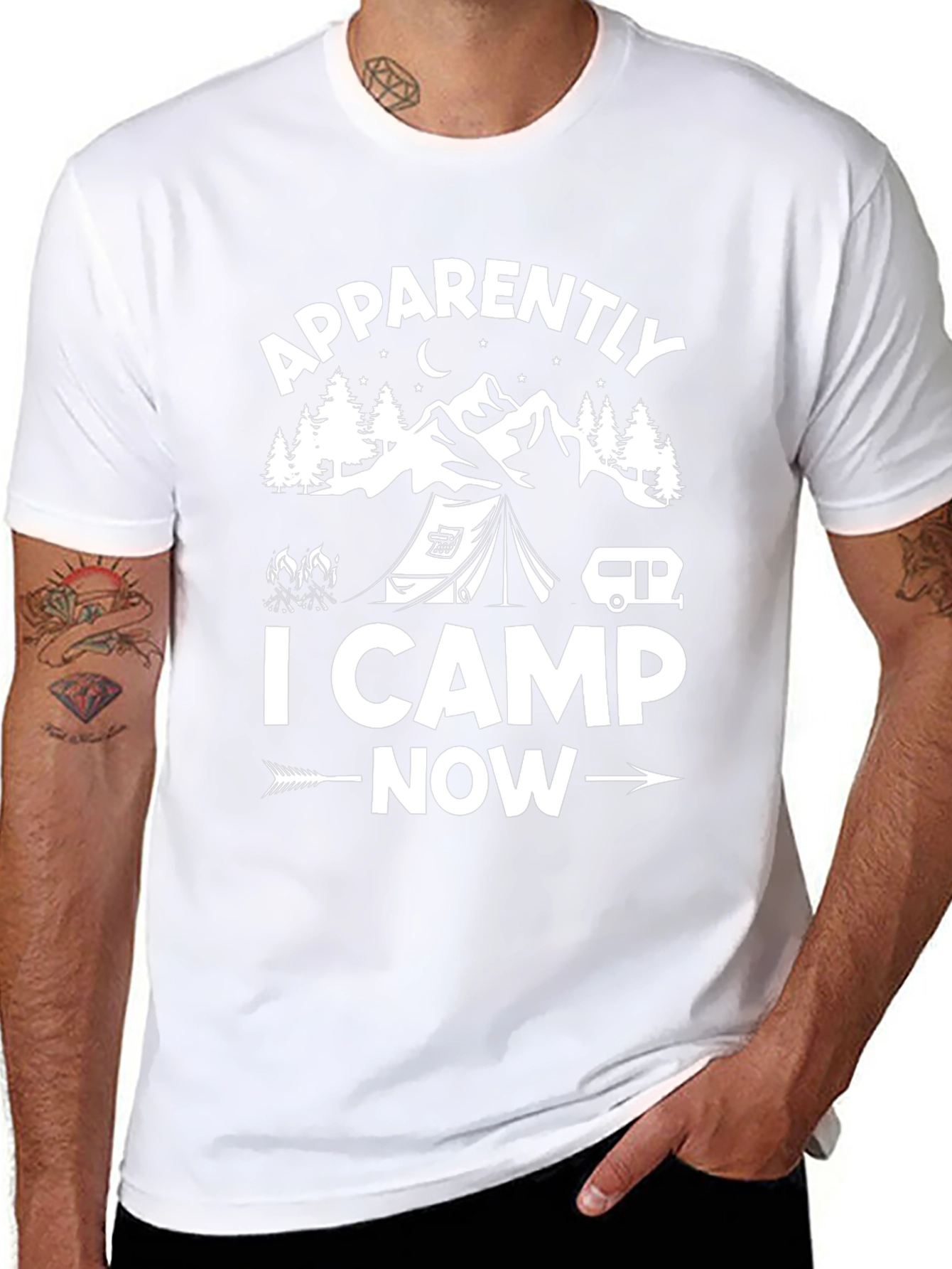 Apparently I Camp Now Black Graphic T-Shirt