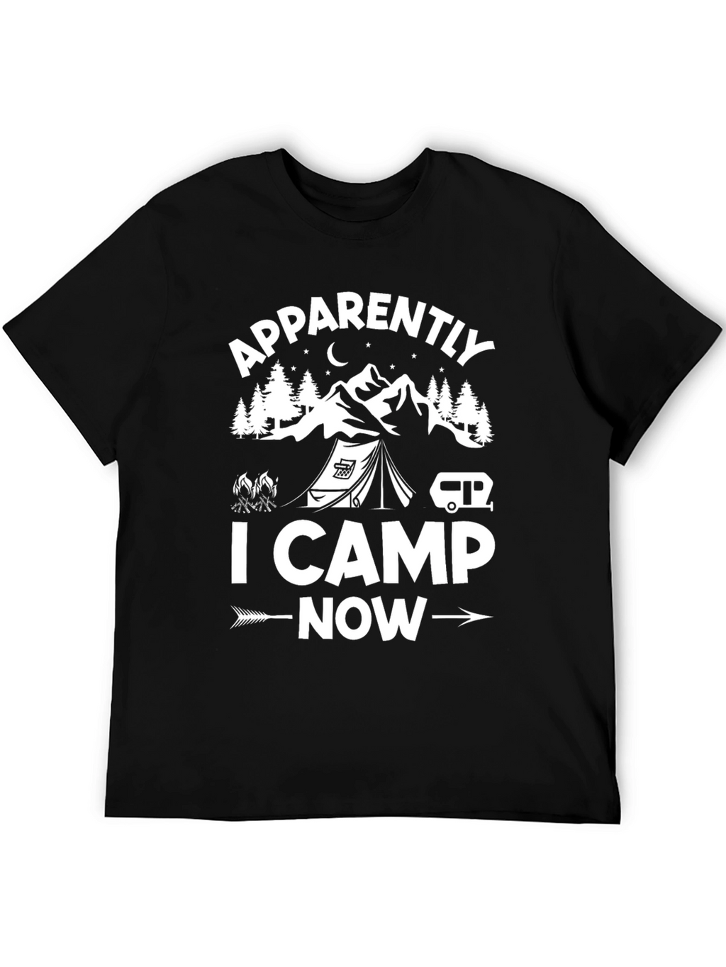 Apparently I Camp Now Black Graphic T-Shirt
