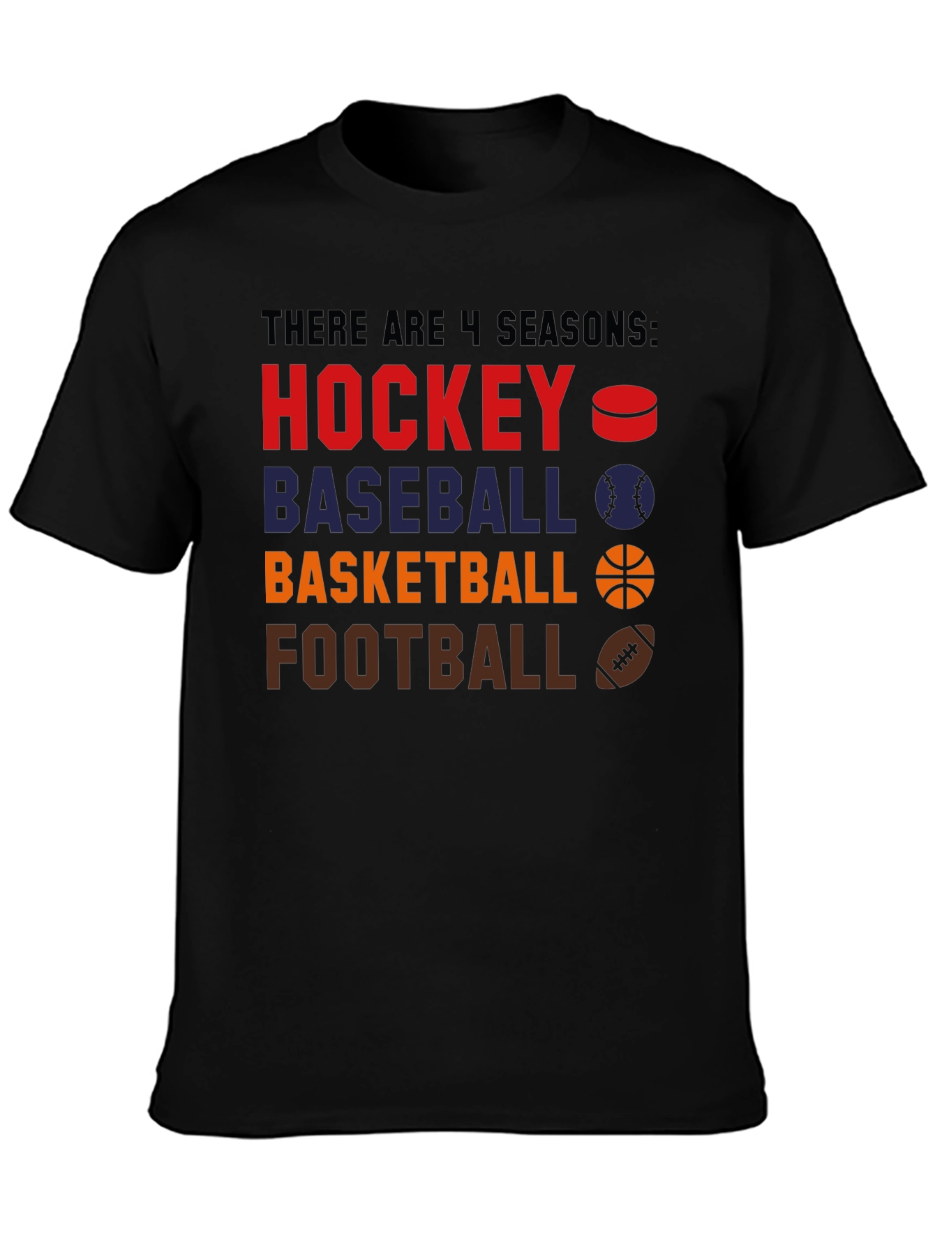 4 Seasons Sports Graphic Tee - Hockey Baseball Basketball Football
