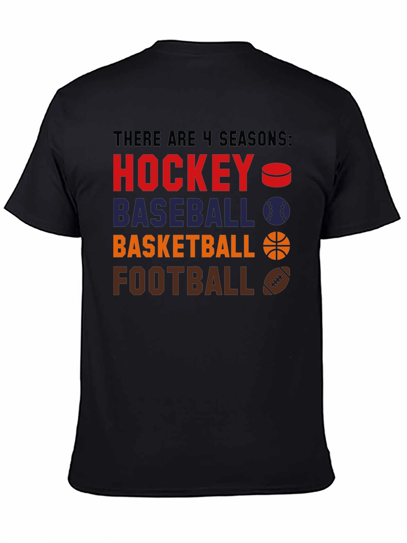 4 Seasons Sports Graphic Tee - Hockey Baseball Basketball Football