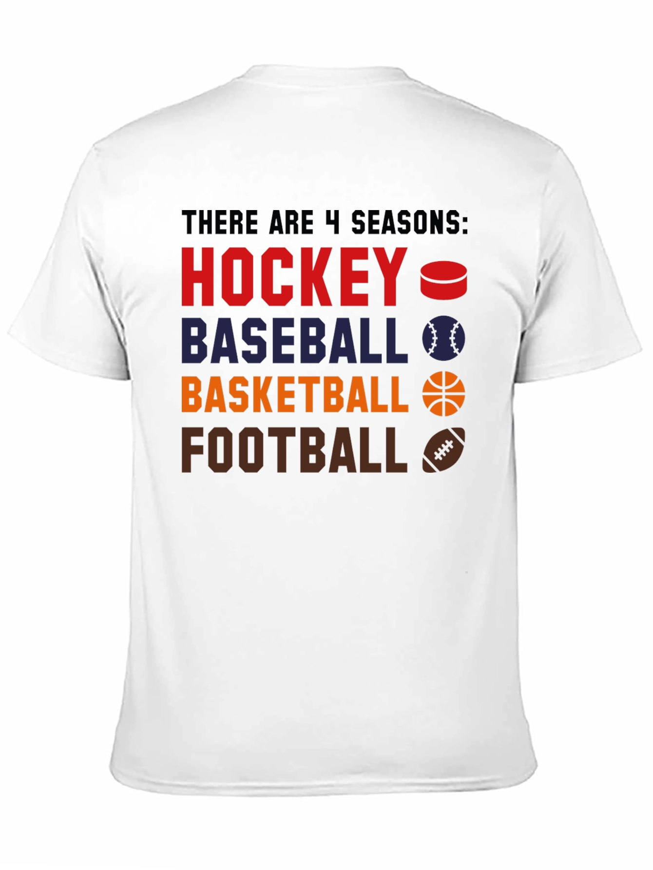 4 Seasons Sports Graphic Tee - Hockey Baseball Basketball Football