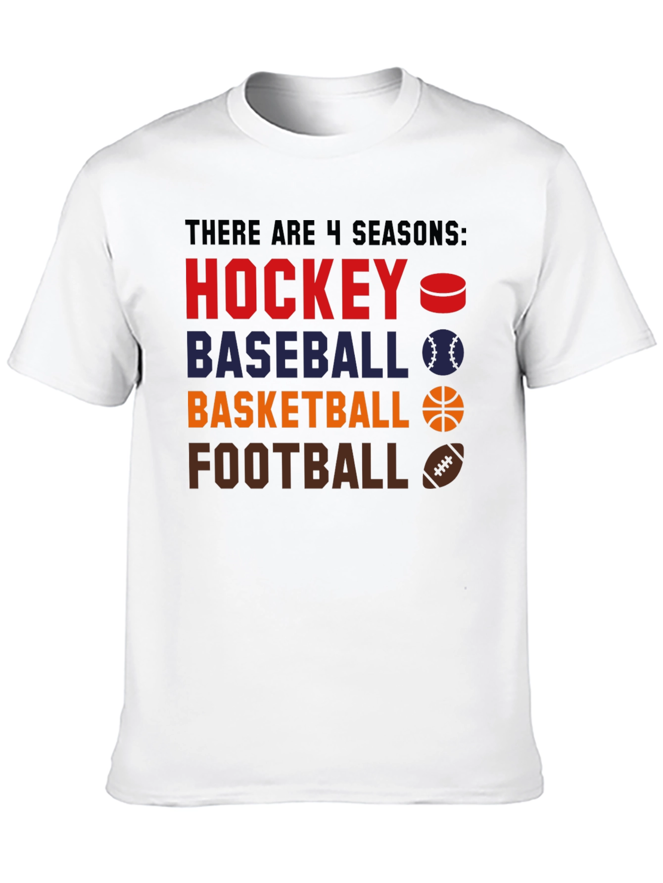 4 Seasons Sports Graphic Tee - Hockey Baseball Basketball Football