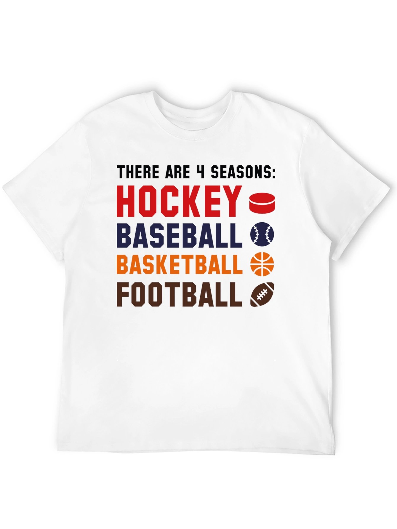 4 Seasons Sports Graphic Tee - Hockey Baseball Basketball Football