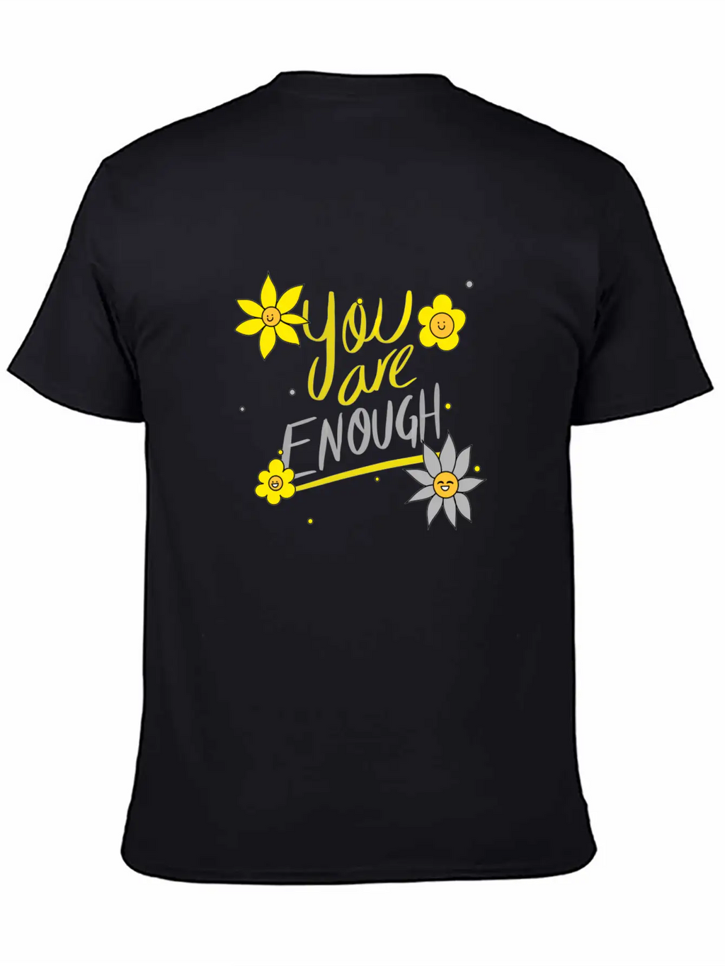 Yellow And Grey Daisies Breathable Graphic T-Shirt – Perfect For Casual Days