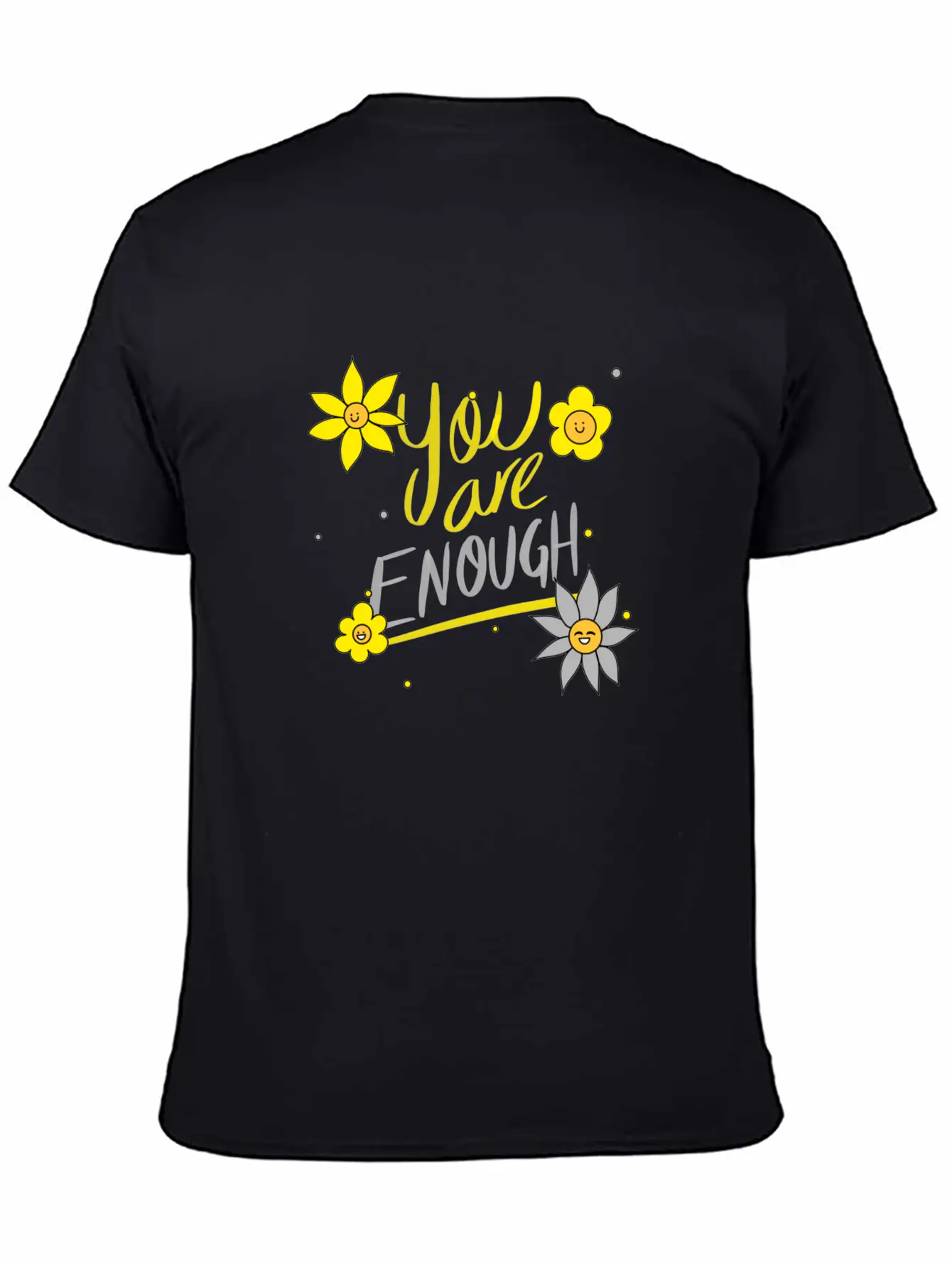 Yellow And Grey Daisies Breathable Graphic T-Shirt – Perfect For Casual Days