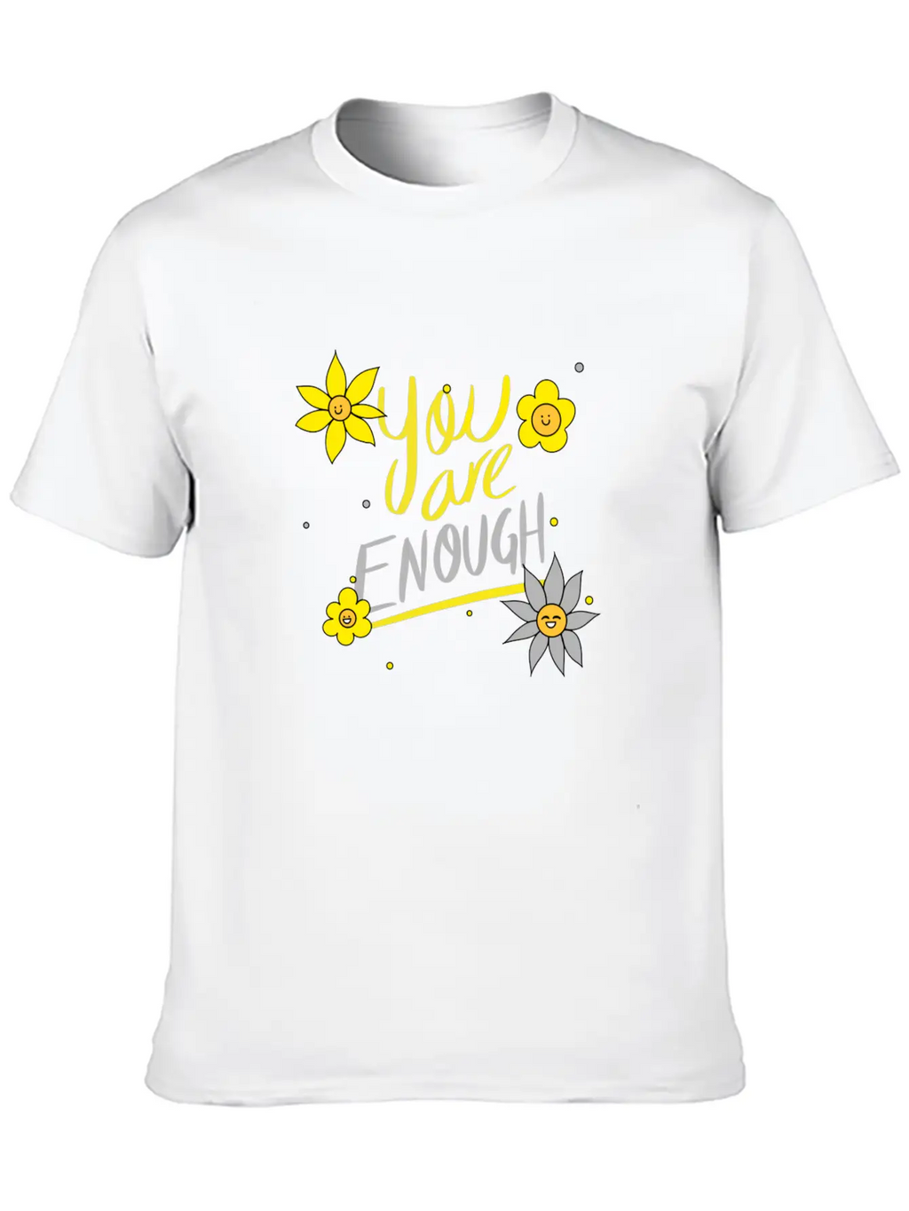 Yellow And Grey Daisies Breathable Graphic T-Shirt – Perfect For Casual Days