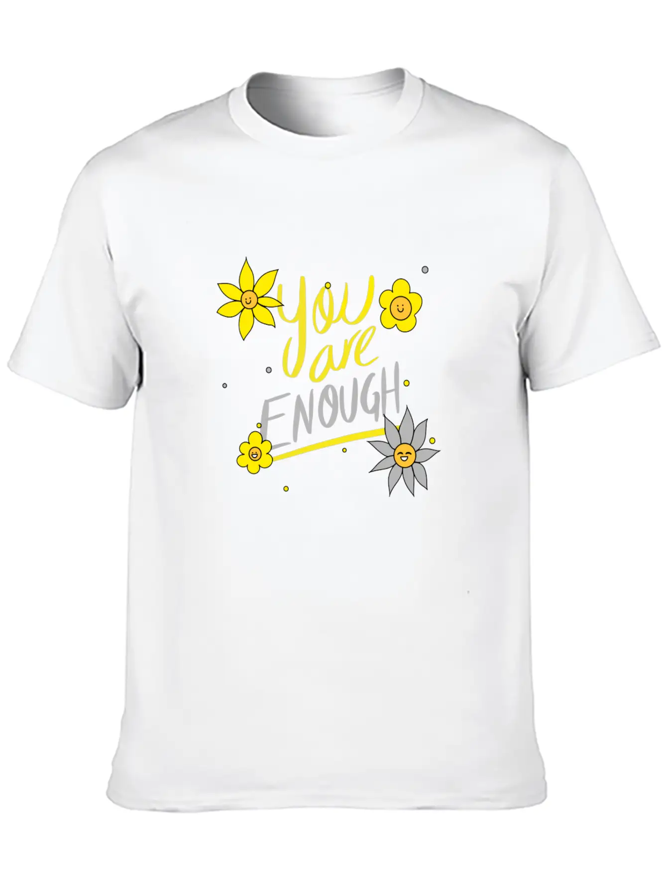 Yellow And Grey Daisies Breathable Graphic T-Shirt – Perfect For Casual Days