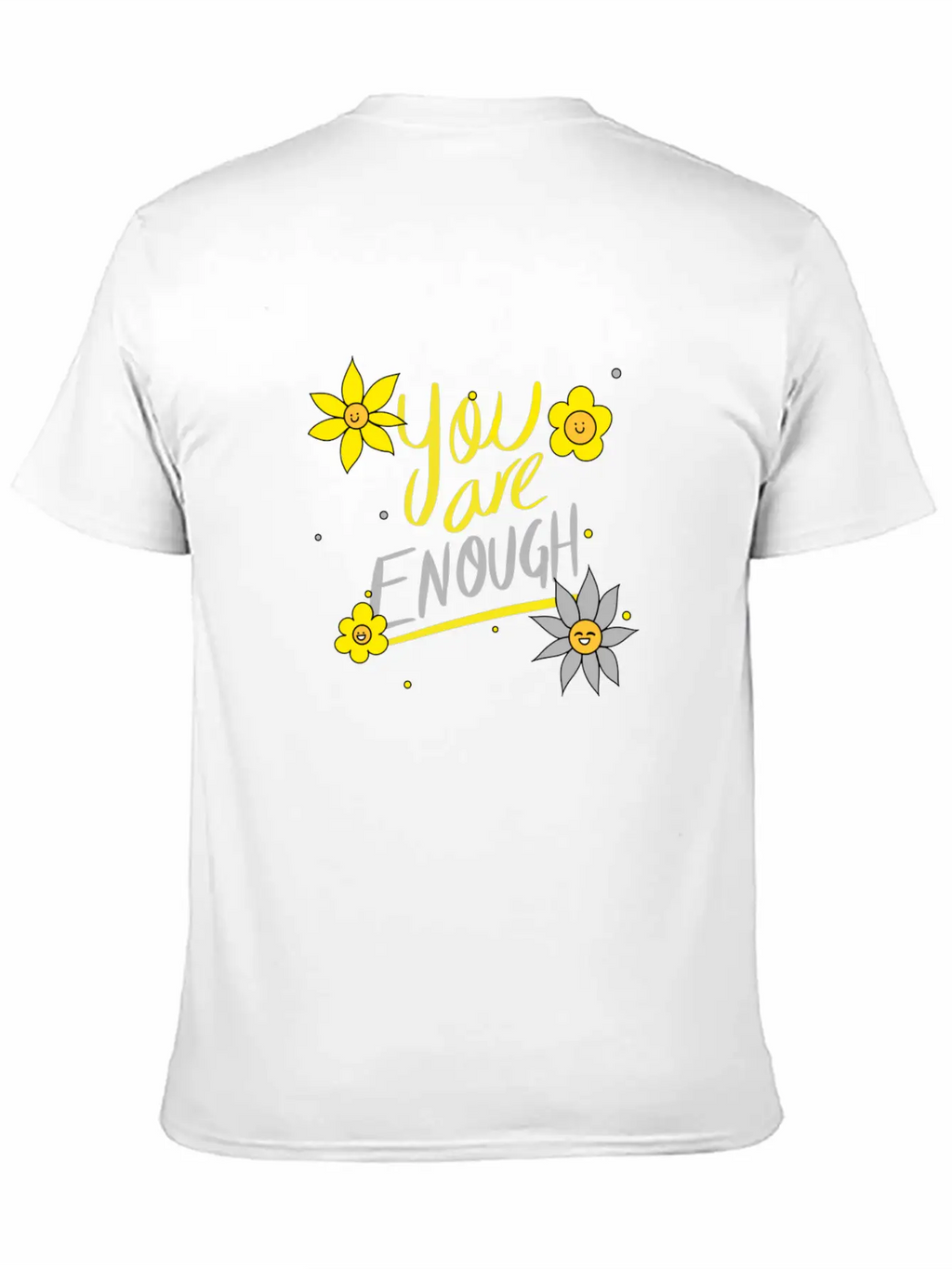 Yellow And Grey Daisies Breathable Graphic T-Shirt – Perfect For Casual Days