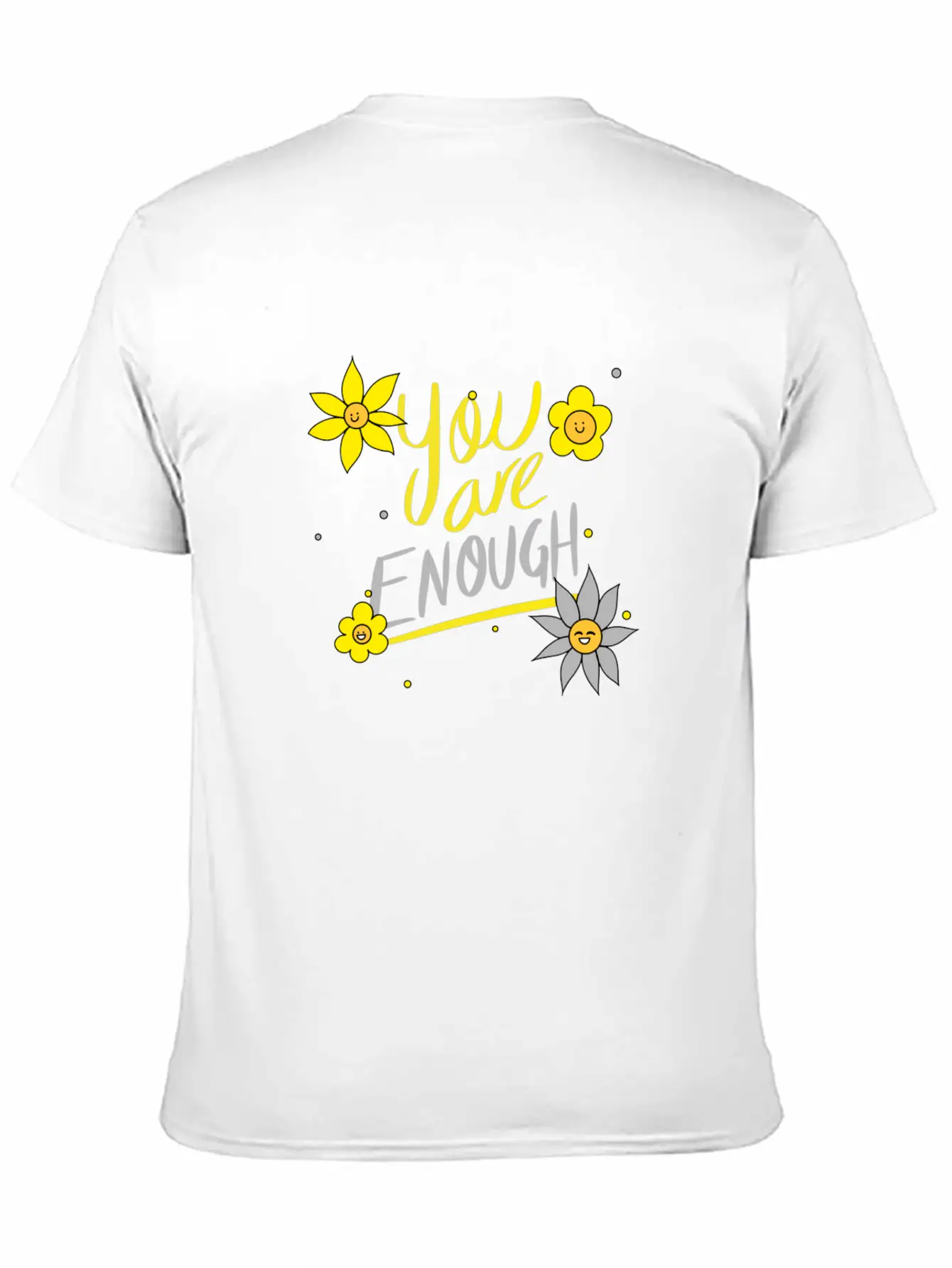 Yellow And Grey Daisies Breathable Graphic T-Shirt – Perfect For Casual Days