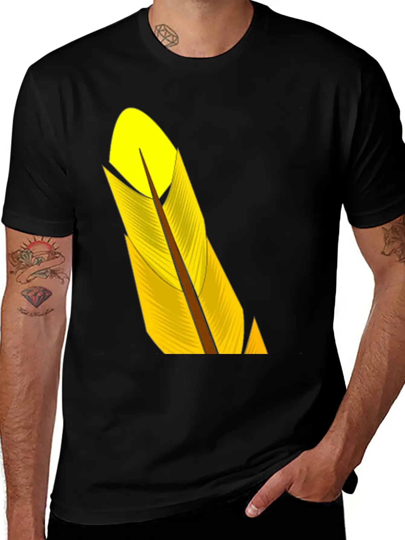Yellow Feather Timeless Short Sleeve Tee – Comfy And Minimalist Design