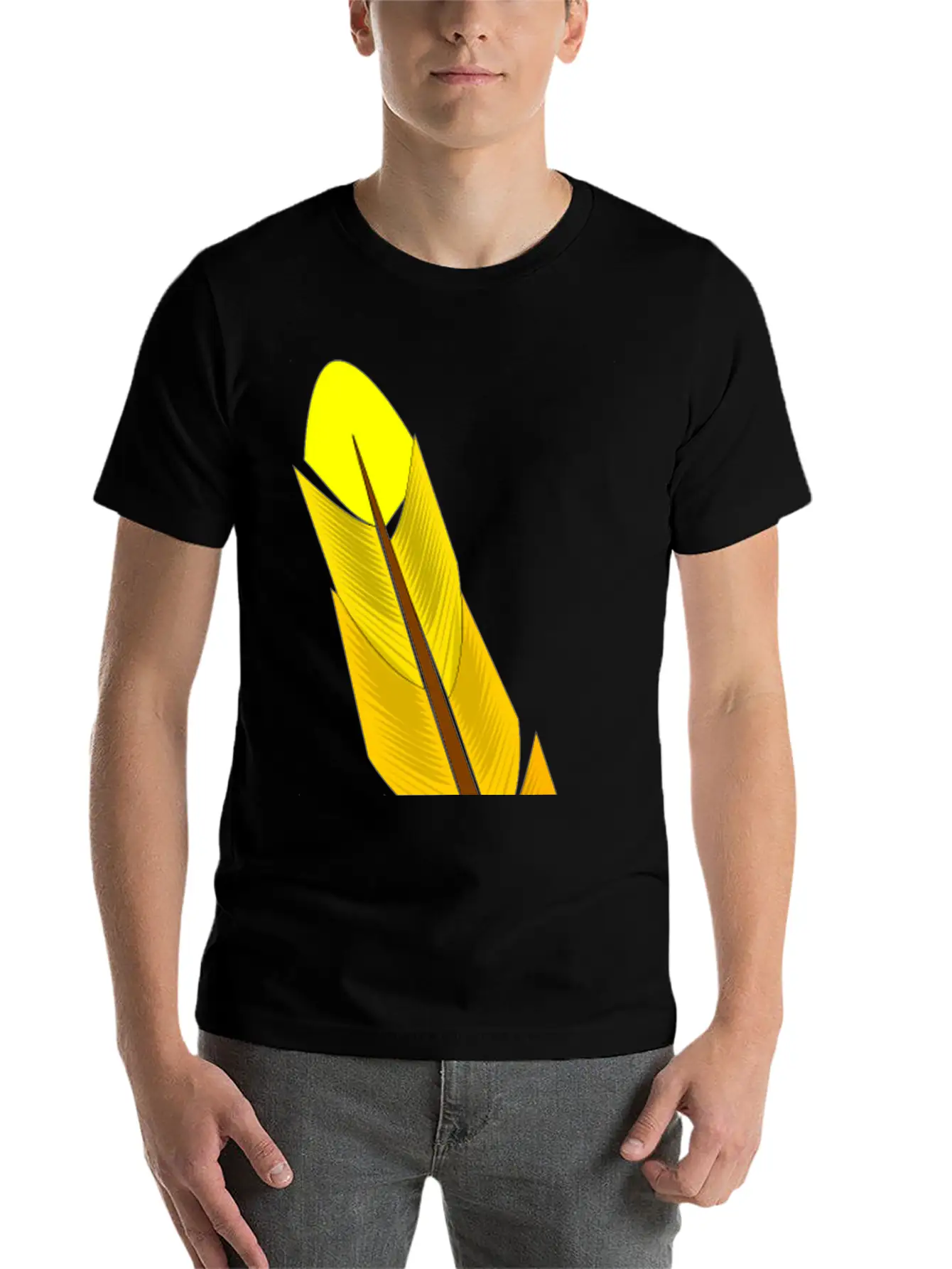 Yellow Feather Timeless Short Sleeve Tee – Comfy And Minimalist Design