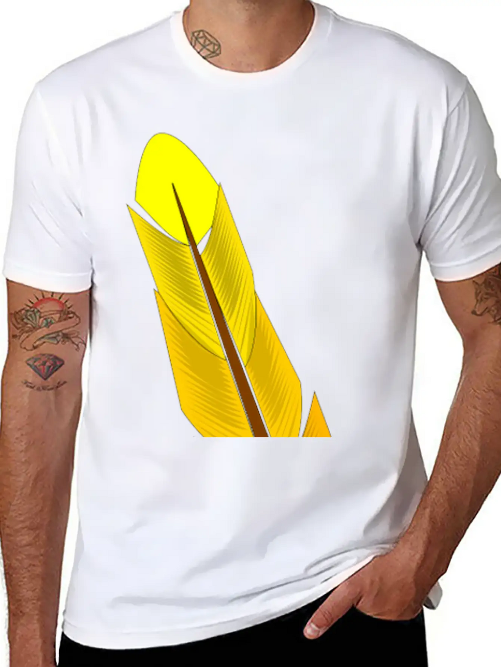 Yellow Feather Timeless Short Sleeve Tee – Comfy And Minimalist Design