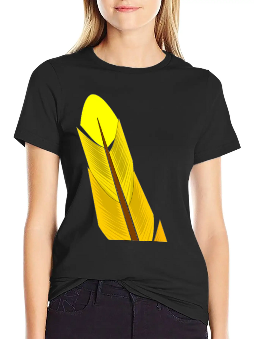 Yellow Feather Timeless Short Sleeve Tee – Comfy And Minimalist Design