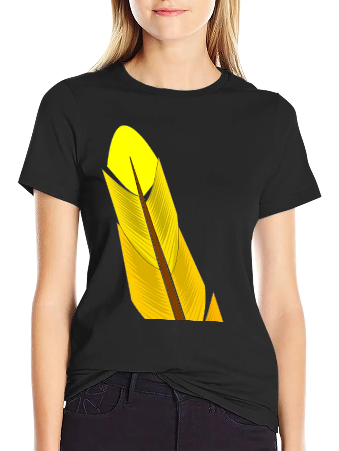 Yellow Feather Timeless Short Sleeve Tee – Comfy And Minimalist Design