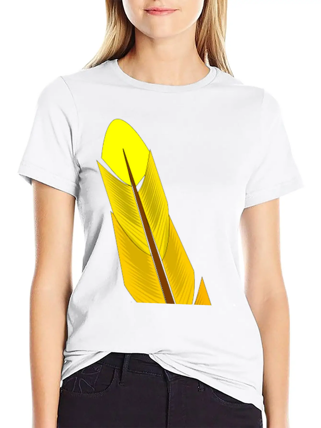 Yellow Feather Timeless Short Sleeve Tee – Comfy And Minimalist Design