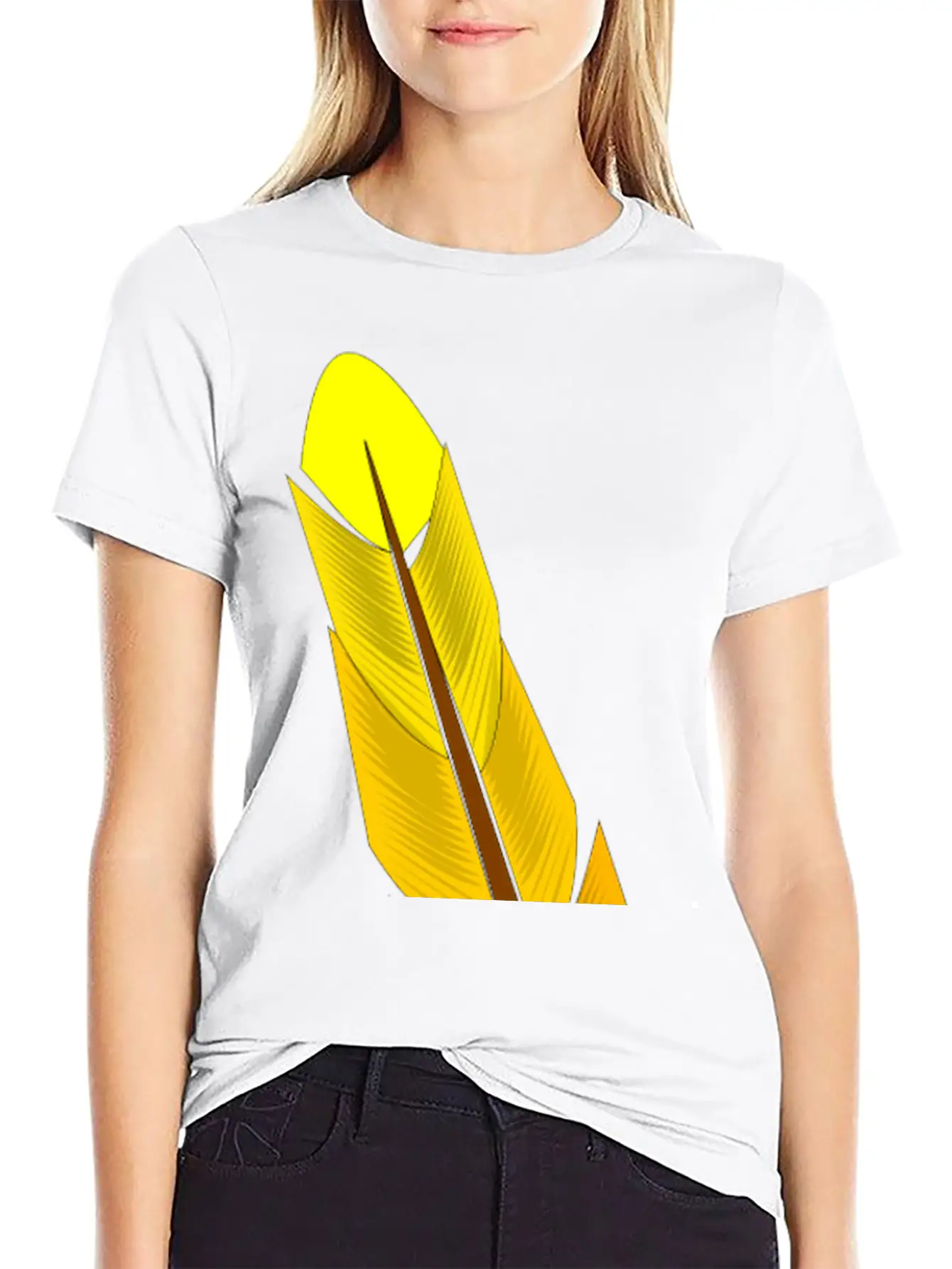 Yellow Feather Timeless Short Sleeve Tee – Comfy And Minimalist Design