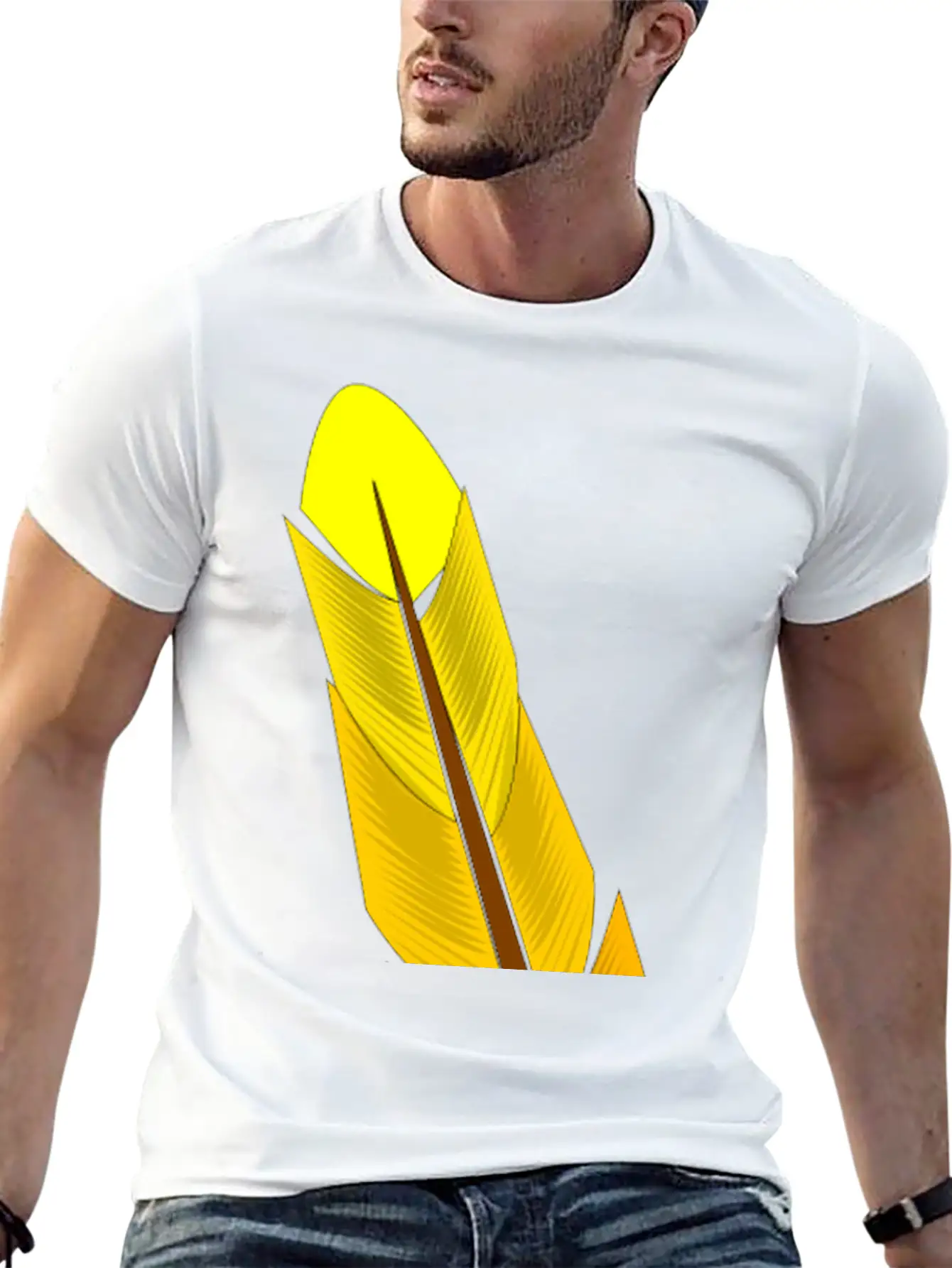 Yellow Feather Timeless Short Sleeve Tee – Comfy And Minimalist Design
