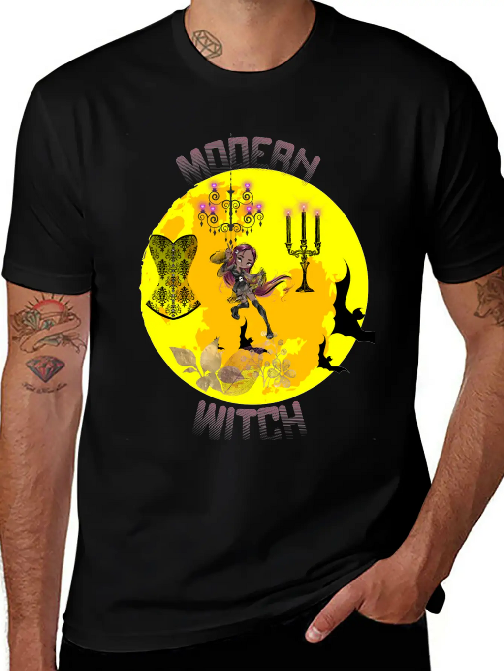 Yellow Halloween Modern Witch Gothic Classic Cotton Tee – Unisex Comfort For Any Season