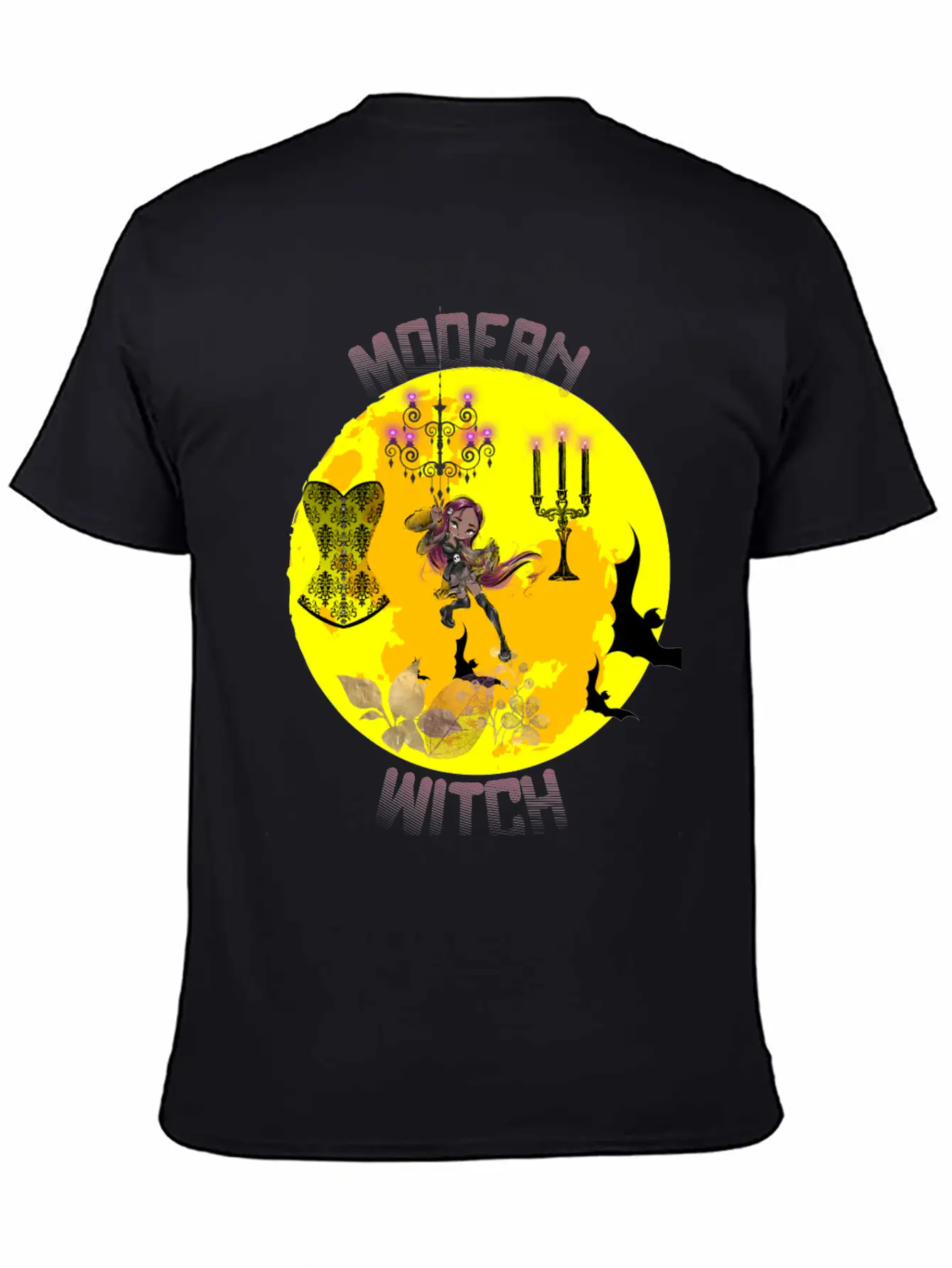 Yellow Halloween Modern Witch Gothic Classic Cotton Tee – Unisex Comfort For Any Season