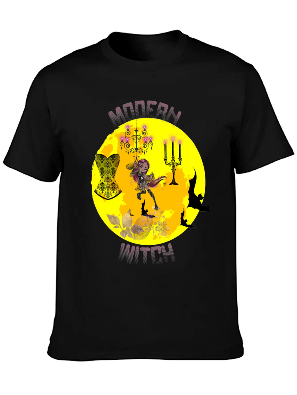 Yellow Halloween Modern Witch Gothic Classic Cotton Tee – Unisex Comfort For Any Season