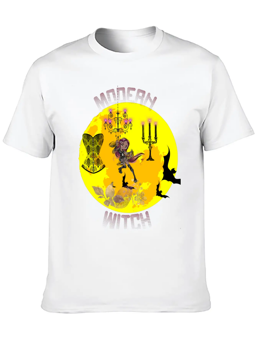 Yellow Halloween Modern Witch Gothic Classic Cotton Tee – Unisex Comfort For Any Season