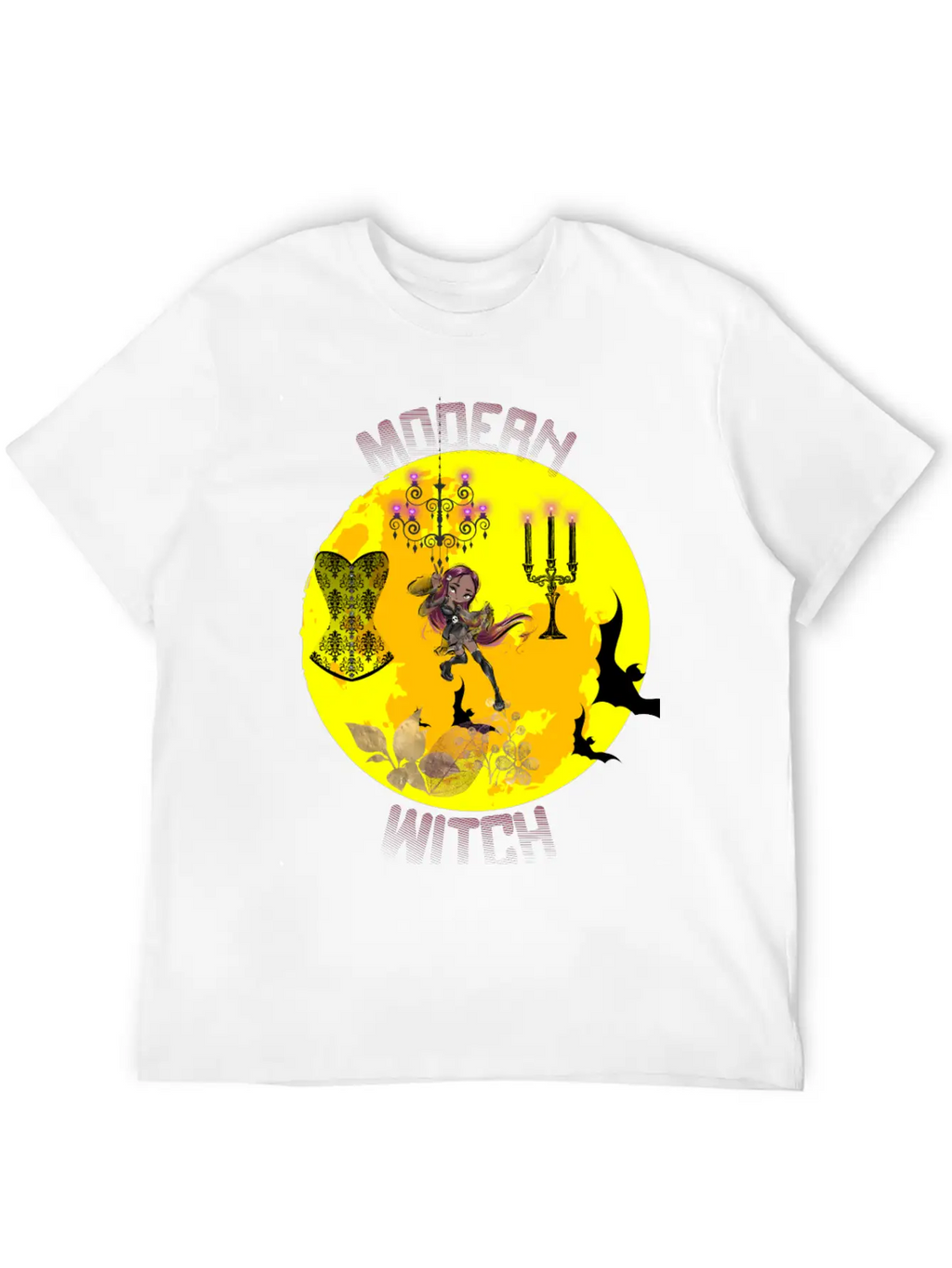 Yellow Halloween Modern Witch Gothic Classic Cotton Tee – Unisex Comfort For Any Season
