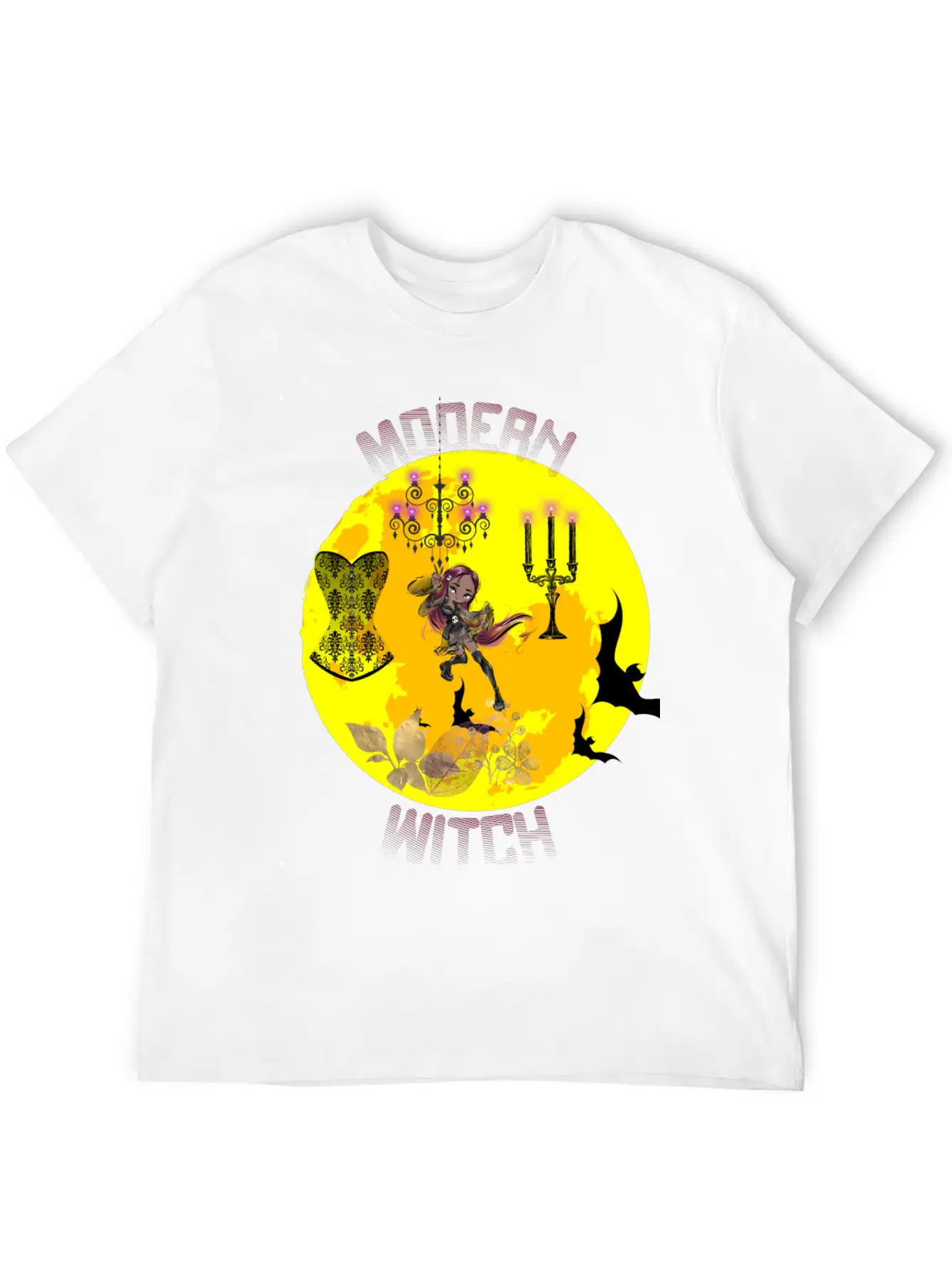 Yellow Halloween Modern Witch Gothic Classic Cotton Tee – Unisex Comfort For Any Season