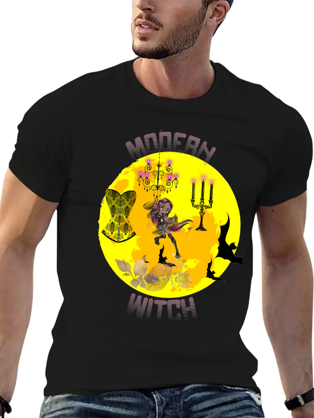 Yellow Halloween Modern Witch Gothic Classic Cotton Tee – Unisex Comfort For Any Season