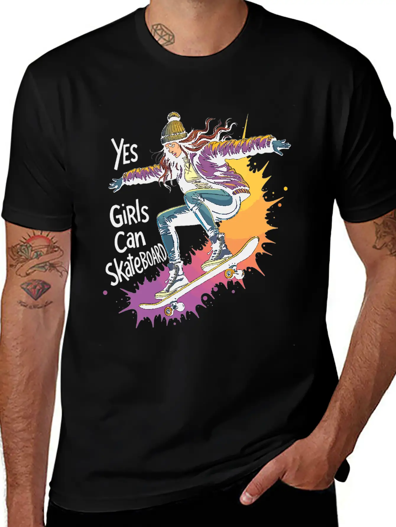 Yes, Girls Can Skateboard – Skating Girl Unisex Casual T-Shirt – Clean Design For Daily Comfort