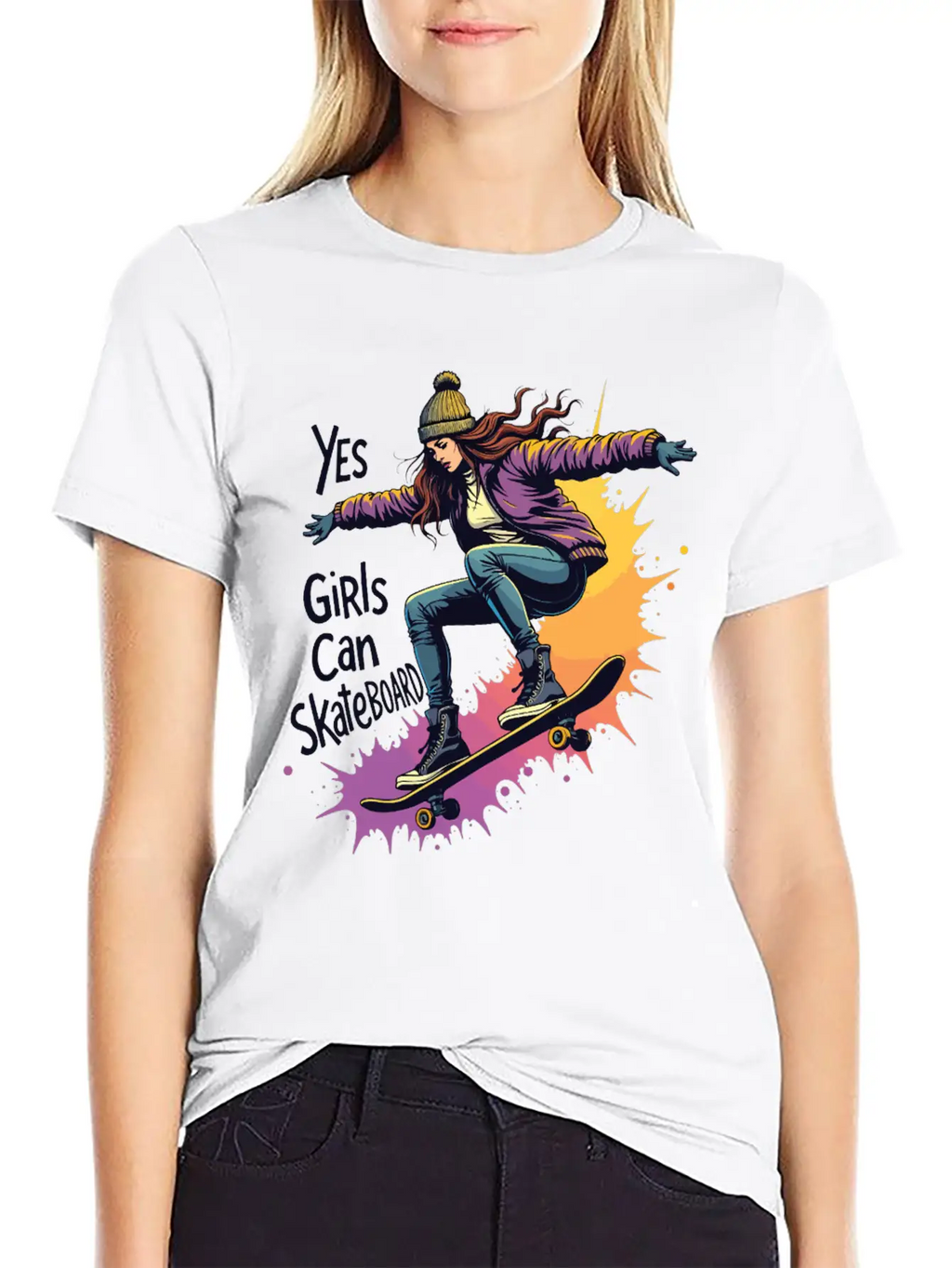 Yes, Girls Can Skateboard – Skating Girl Unisex Casual T-Shirt – Clean Design For Daily Comfort