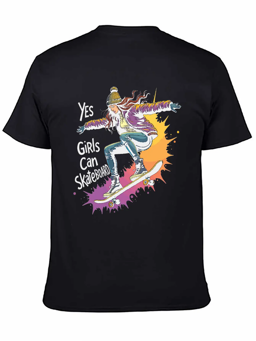 Yes, Girls Can Skateboard – Skating Girl Unisex Casual T-Shirt – Clean Design For Daily Comfort