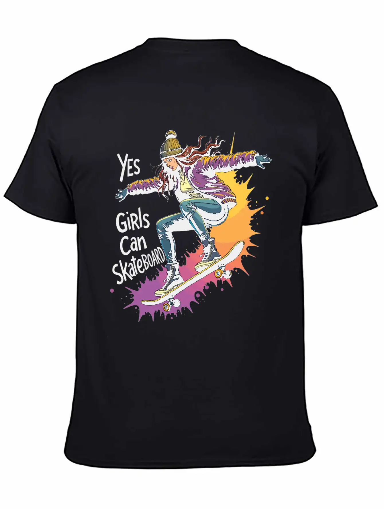 Yes, Girls Can Skateboard – Skating Girl Unisex Casual T-Shirt – Clean Design For Daily Comfort