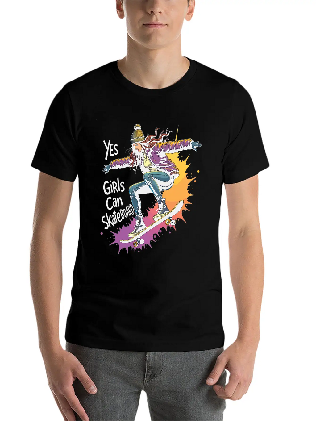Yes, Girls Can Skateboard – Skating Girl Unisex Casual T-Shirt – Clean Design For Daily Comfort