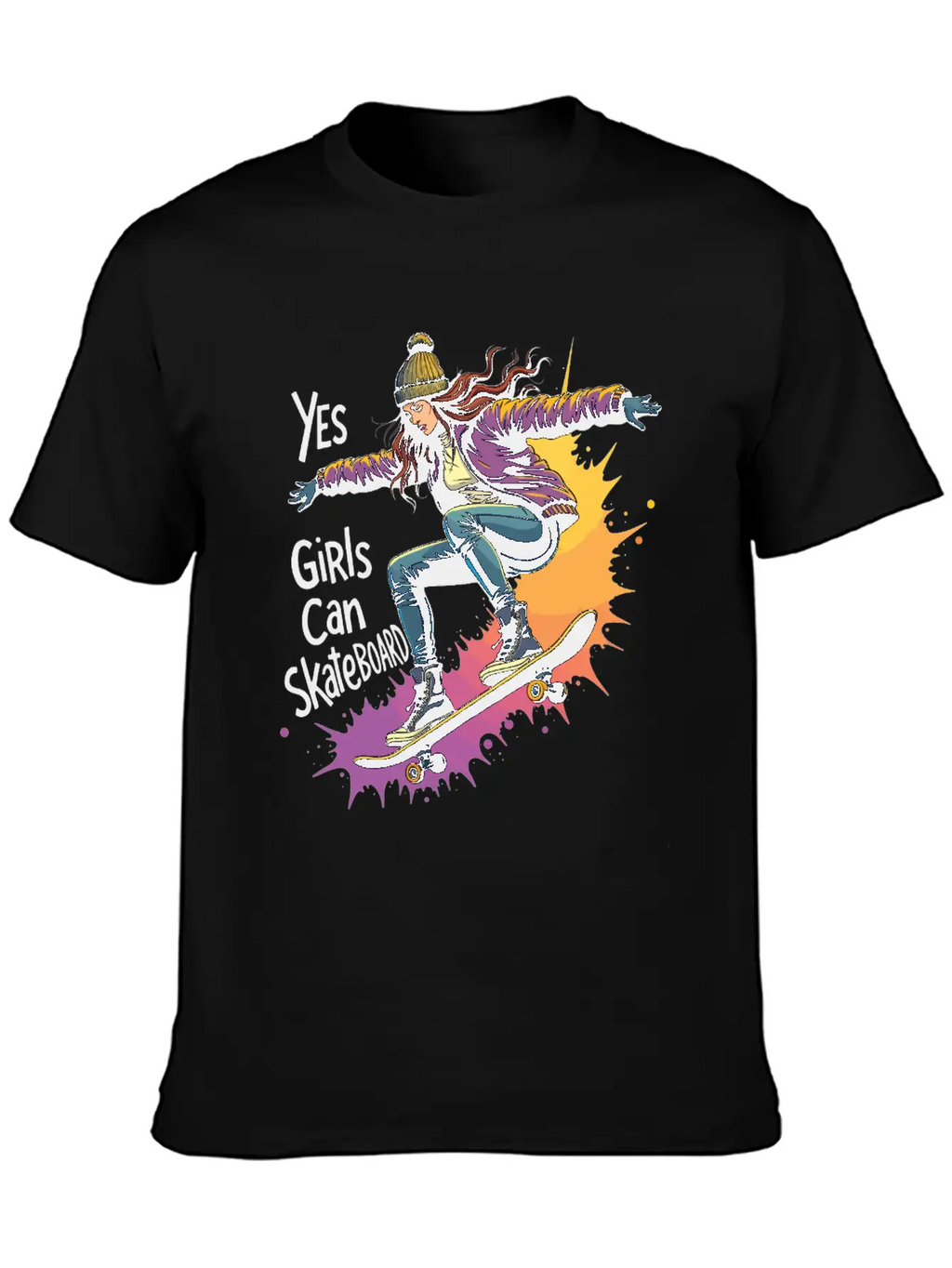 Yes, Girls Can Skateboard – Skating Girl Unisex Casual T-Shirt – Clean Design For Daily Comfort