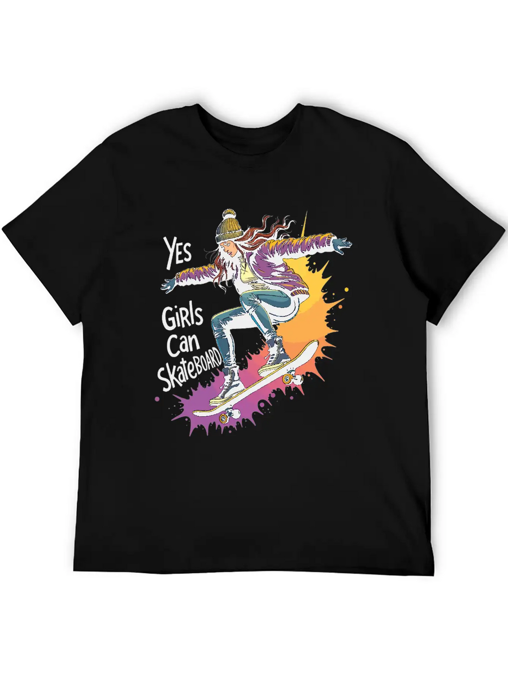 Yes, Girls Can Skateboard – Skating Girl Unisex Casual T-Shirt – Clean Design For Daily Comfort